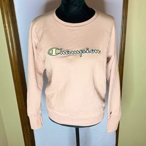 Champion fleece crew pink/white NWOT